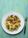 Rustic healthy italian pasta primavera Royalty Free Stock Photo