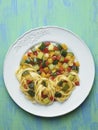 Rustic healthy italian pasta primavera Royalty Free Stock Photo