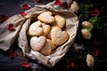 Rustic Heart Shaped Biscuits for Valentines Day on wooden table