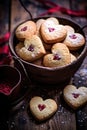 Rustic Heart Shaped Biscuits for Valentines Day on wooden table