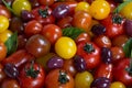 Rustic Heirloom Cherry Tomato Salad with Basil and Olives Royalty Free Stock Photo