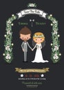 Rustic hipster romantic cartoon couple wedding card