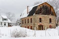 Rustic Historic Stone + Board and Batten Faced Barn - Snowy Afternoon - New York