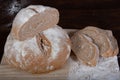 Rustic homemade bread of wholemeal spelled flour