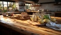 Rustic homemade meal preparation on wooden table with fresh ingredients generated by AI Royalty Free Stock Photo