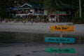 Rustic house on beach and palms background, philippines, port barton Royalty Free Stock Photo