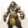 Rustic Illustration Of An Ogre In World Of Warcraft