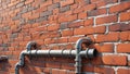 Rustic Industrial Brick Wall with Diagonal Patterns Exposed Pipes and Raw Elegance for a Modern Design Royalty Free Stock Photo