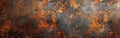 Rustic Industrial Grunge Texture: Aged Metal and Stone Wall/Floor Background in Dark Brown and Orange Rusty Tones - Panoramic Royalty Free Stock Photo