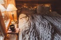 Cozy winter weekend in log cabin Royalty Free Stock Photo