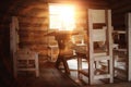 Rustic interior wooden house Royalty Free Stock Photo