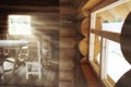 Rustic interior wooden house Royalty Free Stock Photo