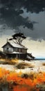 Rustic Island Home: A Post-apocalyptic Painting With California Impressionism