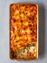 Rustic italian baked spinach ricotta cannelloni pasta Royalty Free Stock Photo