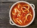 Rustic italian calamari seafood soup Royalty Free Stock Photo