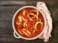 Rustic italian calamari seafood soup Royalty Free Stock Photo