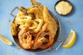 Rustic italian fried seafood fritto misto Royalty Free Stock Photo