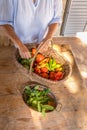 Italian Kitchen Garden, Produce in a Wicker Basket Royalty Free Stock Photo