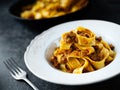 Rustic italian pappardelle bolognese pasta in meat sauce Royalty Free Stock Photo