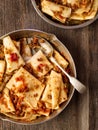 Rustic italian pasta in ragu sauce Royalty Free Stock Photo