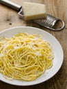 Rustic italian pepe e cacio pepper with cheese spaghetti Royalty Free Stock Photo