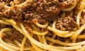 Rustic italian spaghetti bolognese food background Royalty Free Stock Photo
