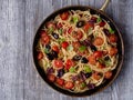 Rustic italian spaghetti puttanesca pasta Royalty Free Stock Photo