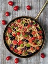 Rustic italian spaghetti puttanesca pasta Royalty Free Stock Photo