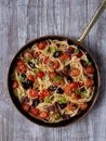Rustic italian spaghetti puttanesca pasta Royalty Free Stock Photo