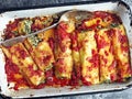 Rustic italian spinach ricotta cannelloni pasta