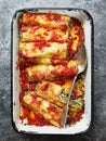 Rustic italian spinach ricotta cannelloni pasta Royalty Free Stock Photo