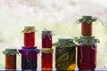 Rustic jars of homemade delicacies Royalty Free Stock Photo