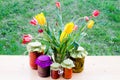 Rustic jars of homemade delicacies Royalty Free Stock Photo