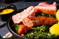 A rustic kale with pinkel sausage and kassler Royalty Free Stock Photo