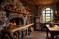 rustic kitchen with antique pizza oven Royalty Free Stock Photo