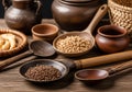 Rustic Kitchen Still Life with Spices and Utensils Royalty Free Stock Photo