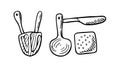 Rustic Kitchen Utensils Outline - Cooking and Homemaking, vector design Generative AI Royalty Free Stock Photo