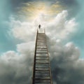 Rustic ladder going to heaven. Created with Generative AI Royalty Free Stock Photo