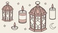 Rustic Lantern and Candle Seamless Pattern Design, vector design Generative AI Royalty Free Stock Photo