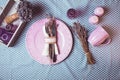 Rustic lavender table serving