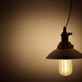Hanging lamp fixture on wall, glow, blank texture