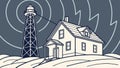 Rustic Lighthouse with a Communications Tower, Rural Setting, vector design Generative AI Royalty Free Stock Photo