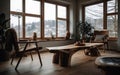 Rustic Live Edge Table and Wooden Armchairs in Harmony. Generative AI