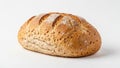 Rustic loaf of whole grain bread with seeds and flour dusting on white background baked Royalty Free Stock Photo