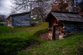 Rustic Log Buildings + Wood Fence - Cumberland Gap National Historical Park - Kentucky Royalty Free Stock Photo