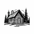 Bold Black And White Log Cabin Stencil Art Illustrations For 2d Game