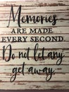 Rustic looking sign about memories