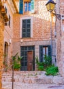Rustic mediterranean stone house in Fornalutx village on Majorca island, Spain Royalty Free Stock Photo