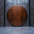 Rustic metal door with circular design Royalty Free Stock Photo