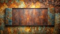 Rustic metal sign with patina and aged texture on a corroded background. Generative AI Royalty Free Stock Photo